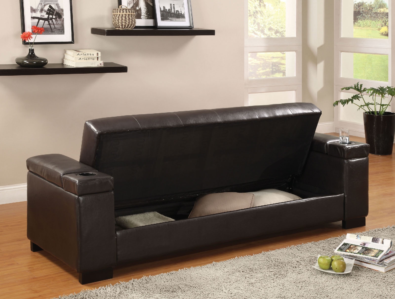 Logan Leatherette Storage Sofabed