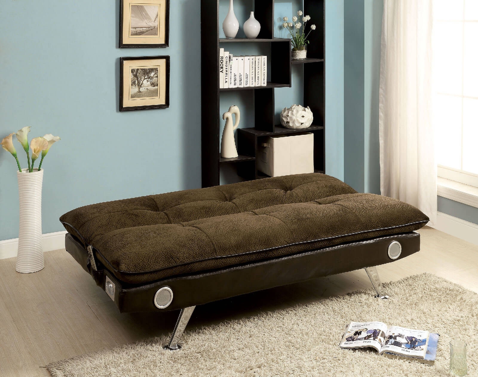 Gallagher Fabric/Leatherette Sofabed w/Speakers