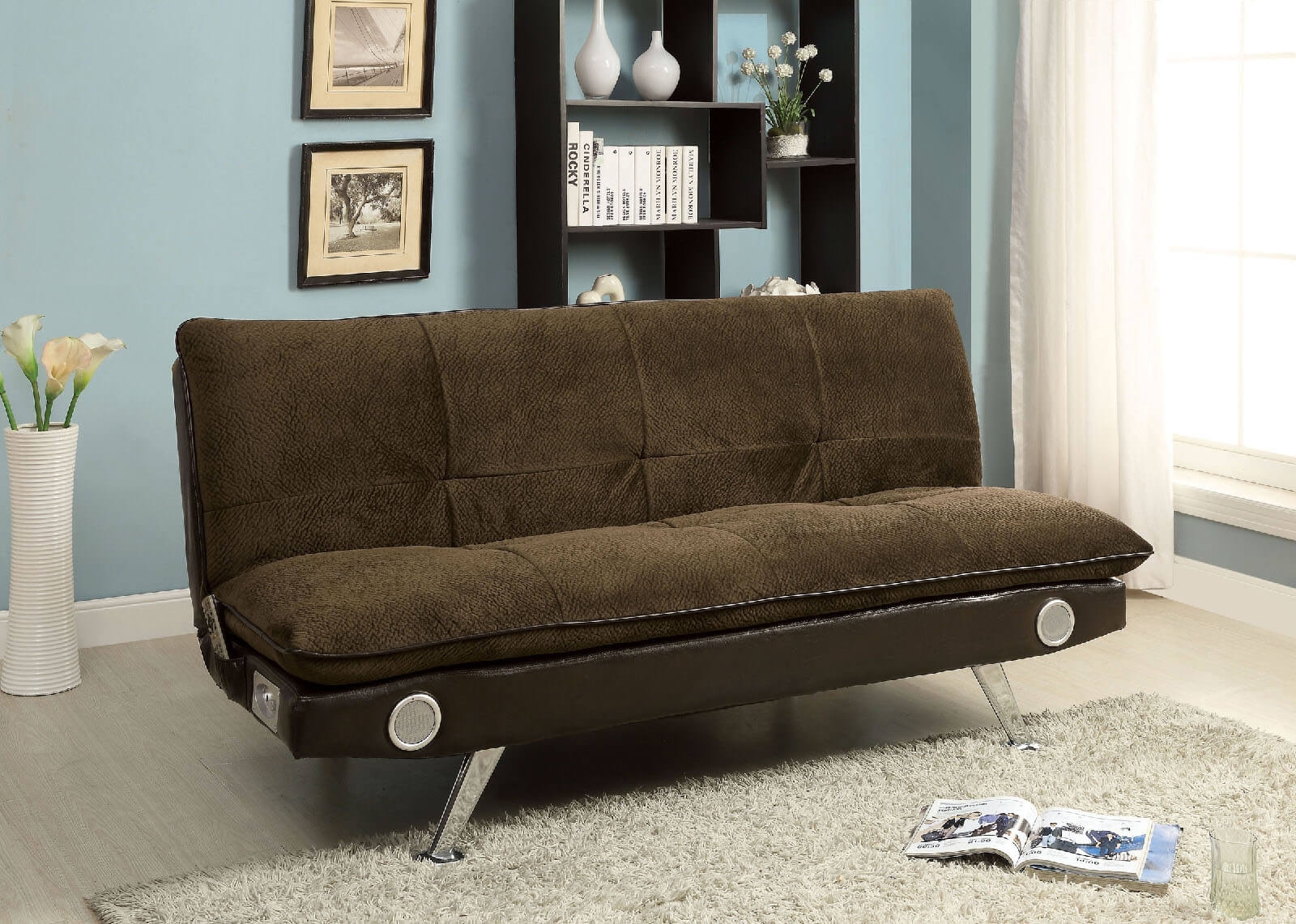 Gallagher Fabric/Leatherette Sofabed w/Speakers