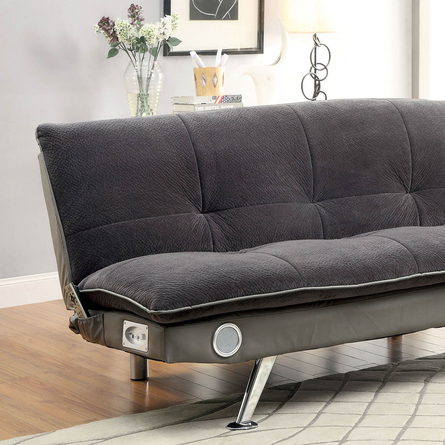 Gallagher Fabric/Leatherette Sofabed w/Speakers