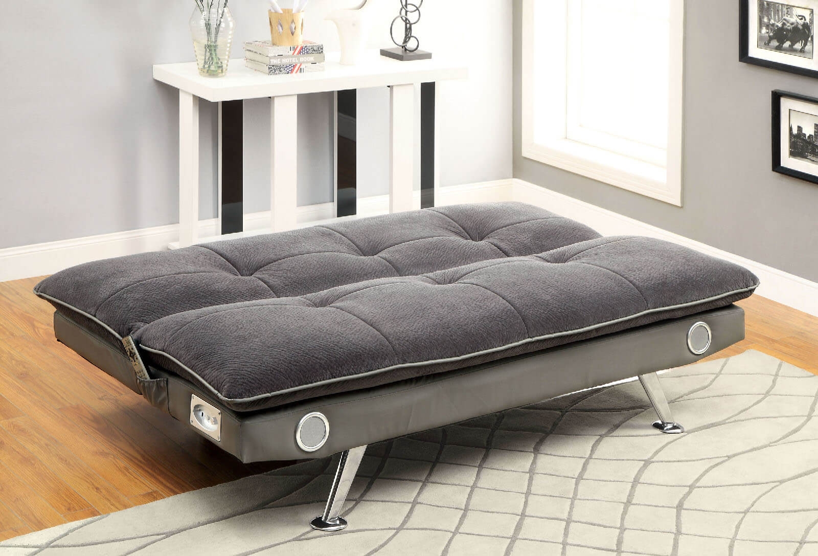 Gallagher Fabric/Leatherette Sofabed w/Speakers