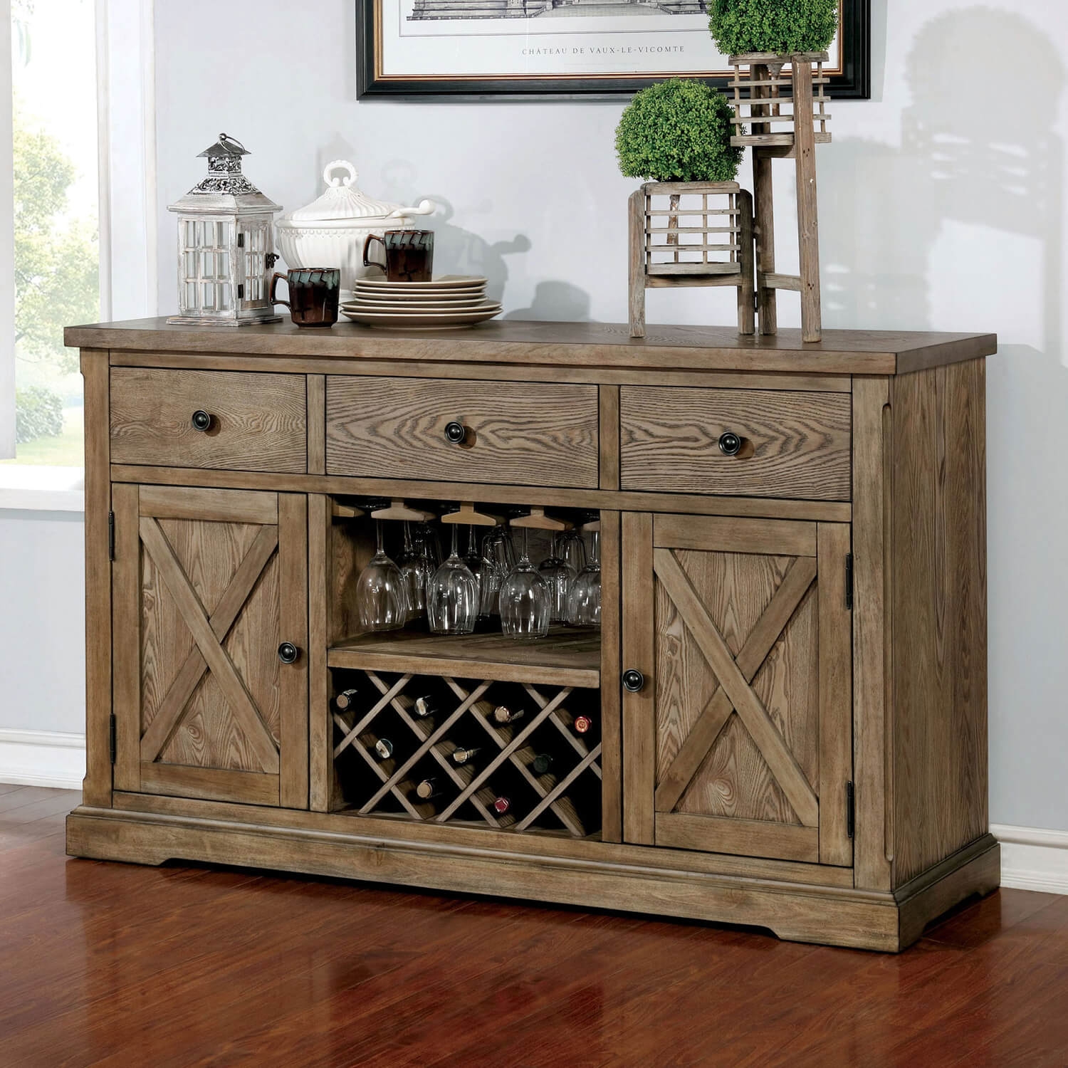 Julia Wood/Fabric Extendable Dining Set