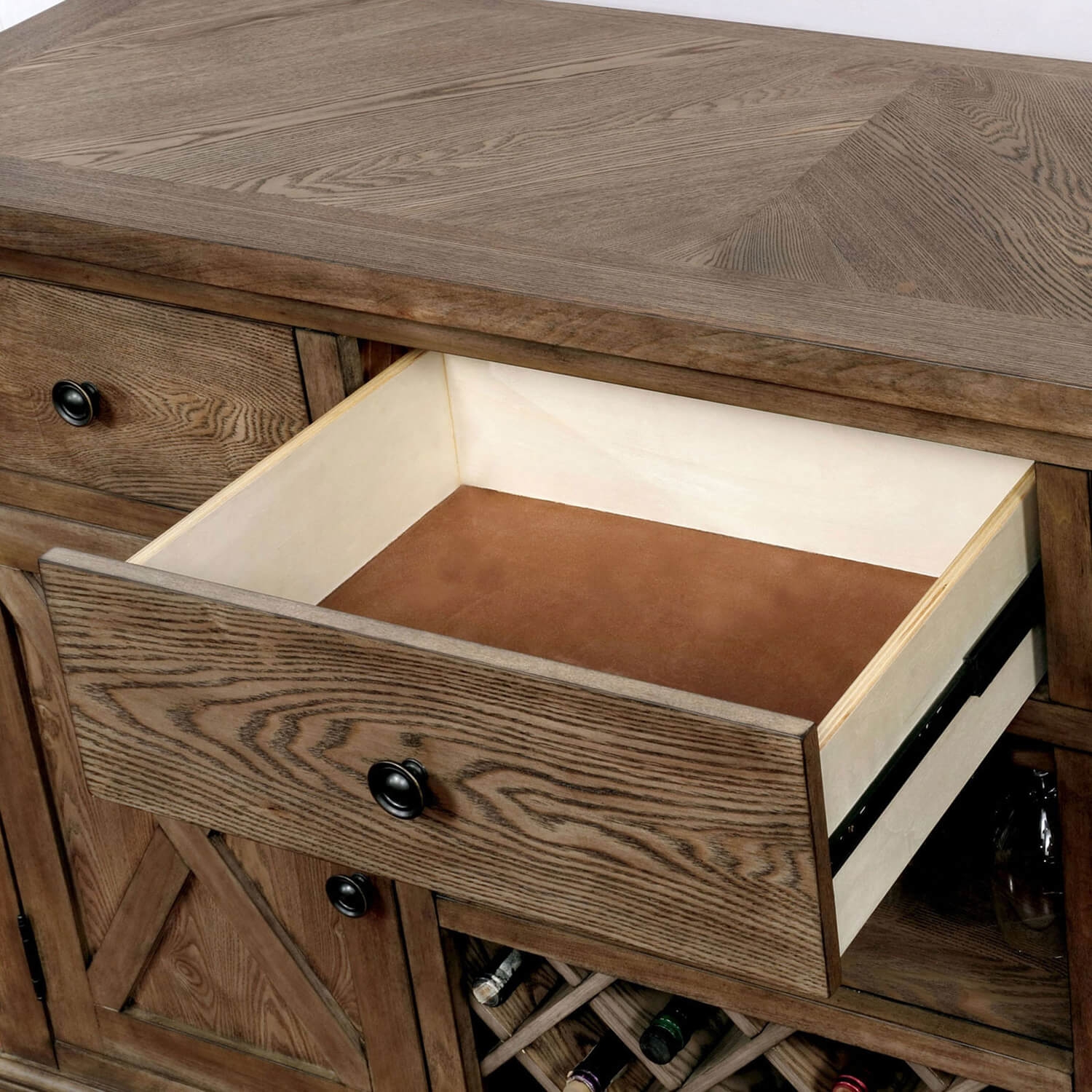 Julia Wood Server w/2 Doors & 3 Drawers & Wine Storage