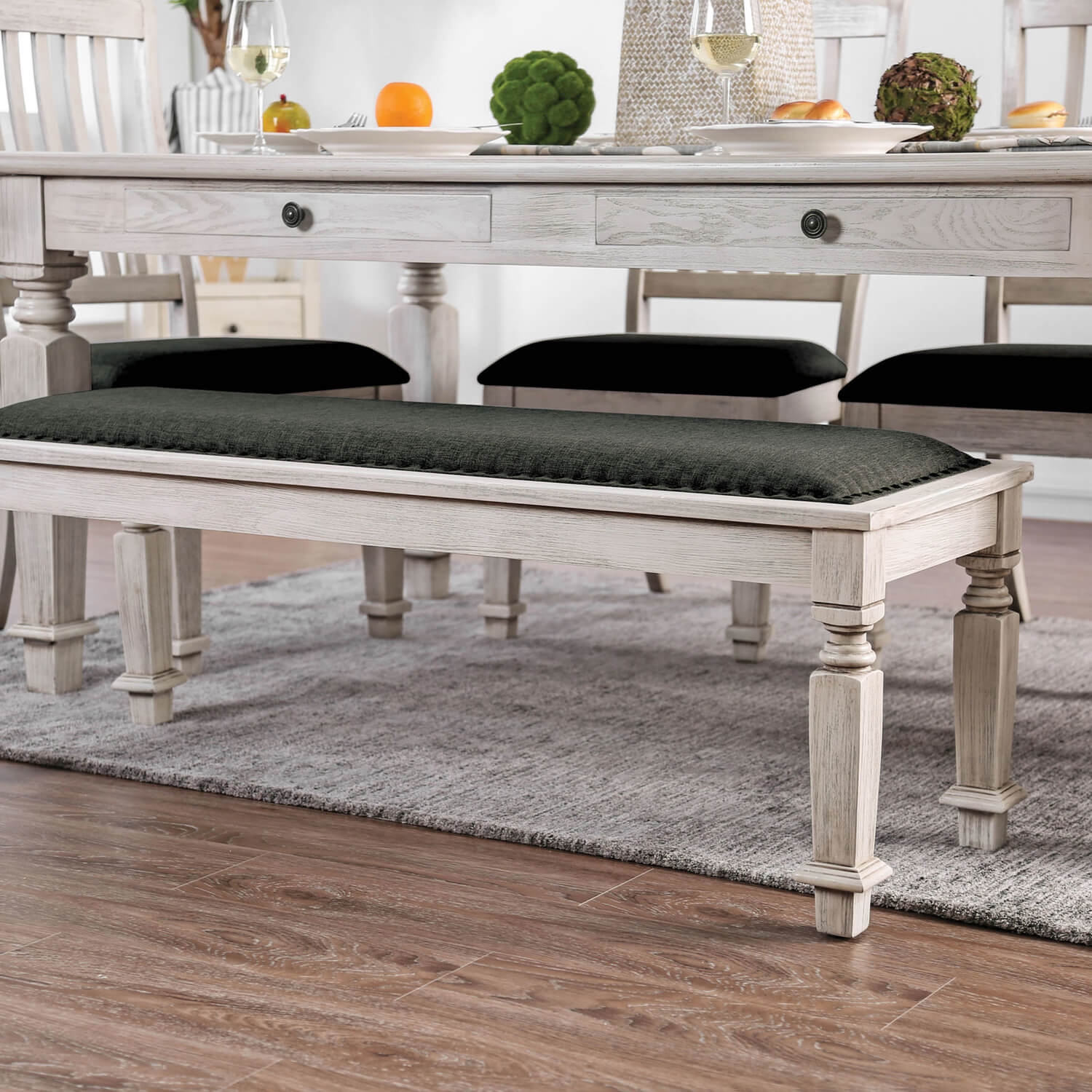 Georgia Fabric/Wood Dining Bench