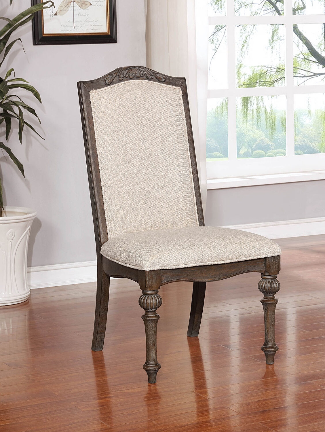 Arcadia Fabric/Wood Dining Side Chair, Set of 2