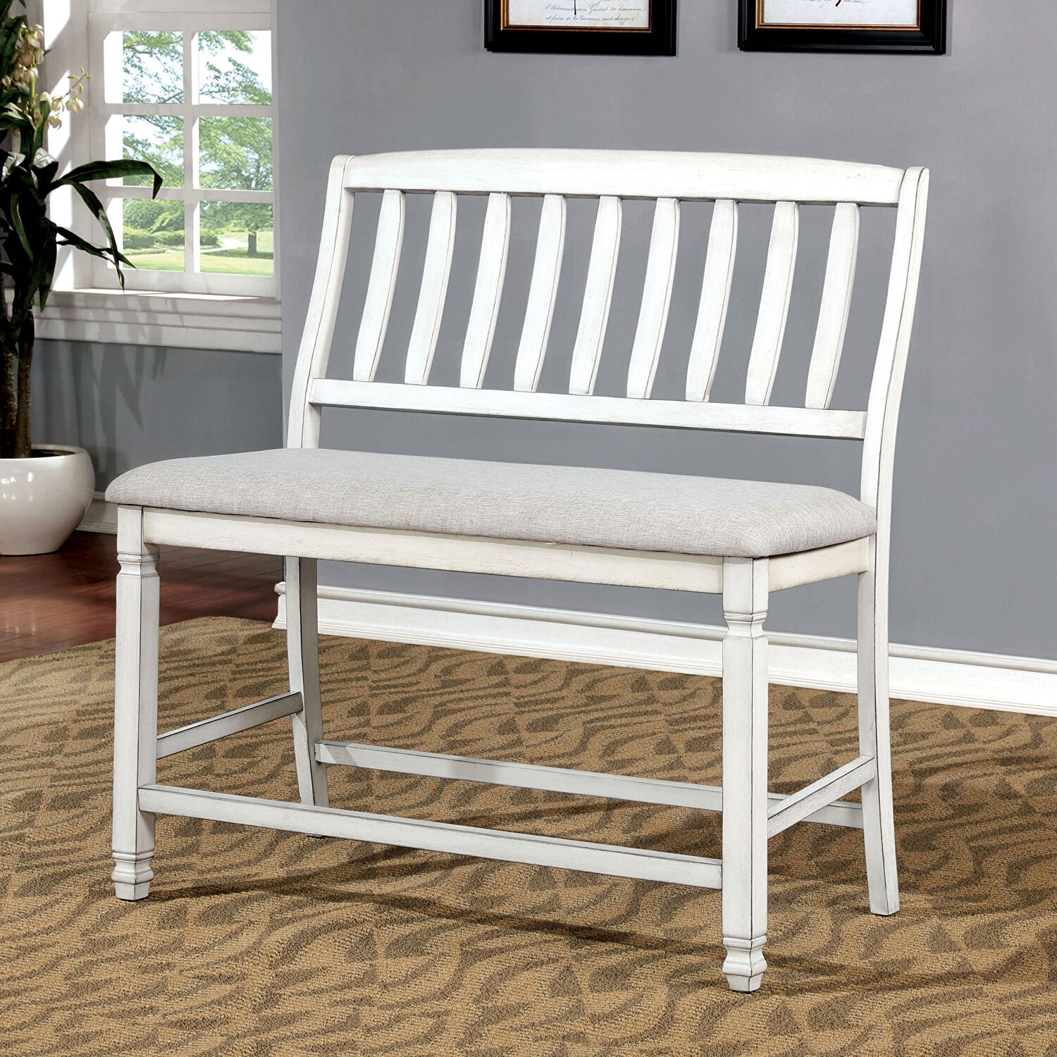 Kaliyah Fabric/Wood Counter Height Dining Bench