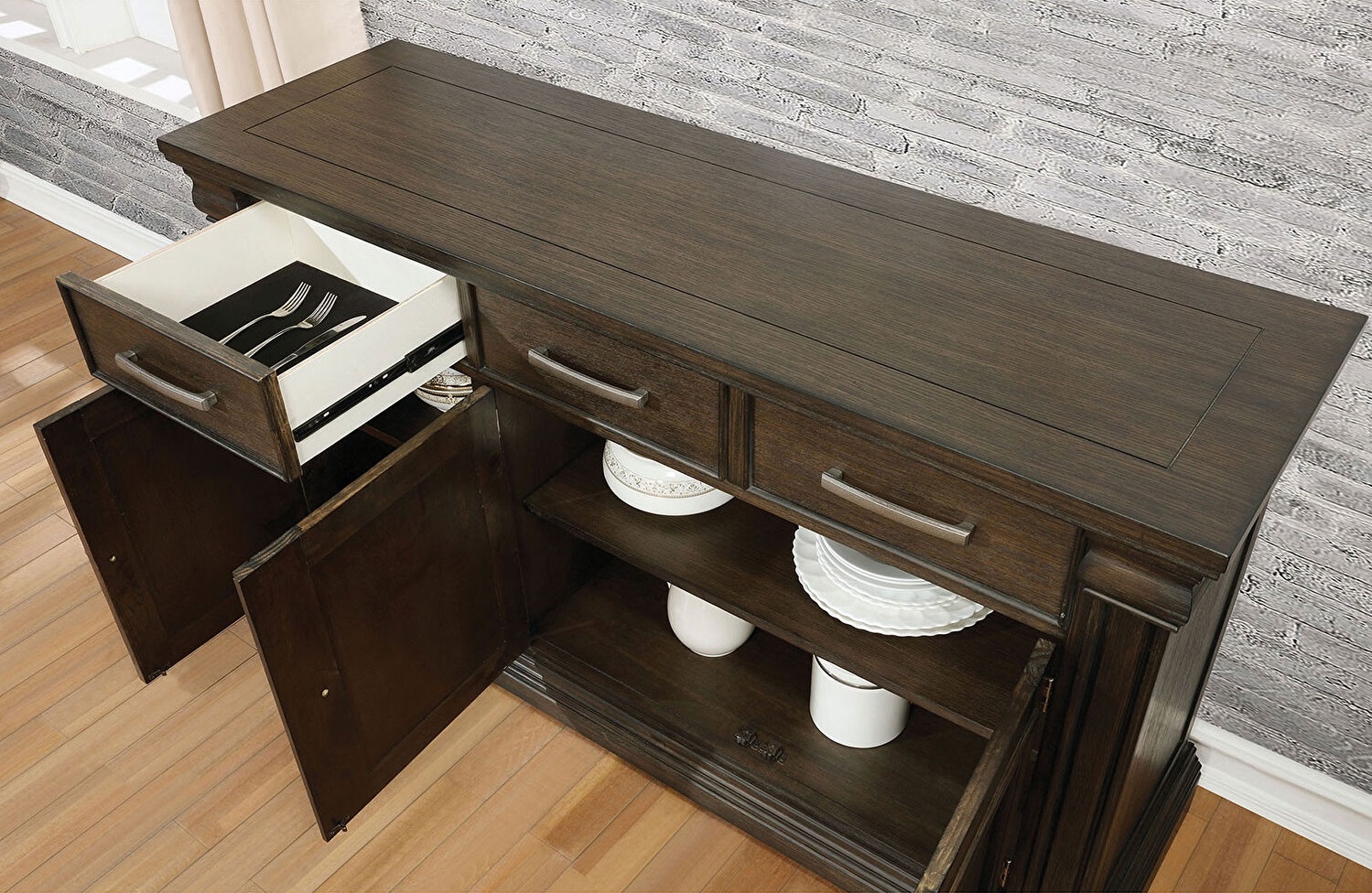 Faulk Wood Server w/3 Doors & 3 Drawers
