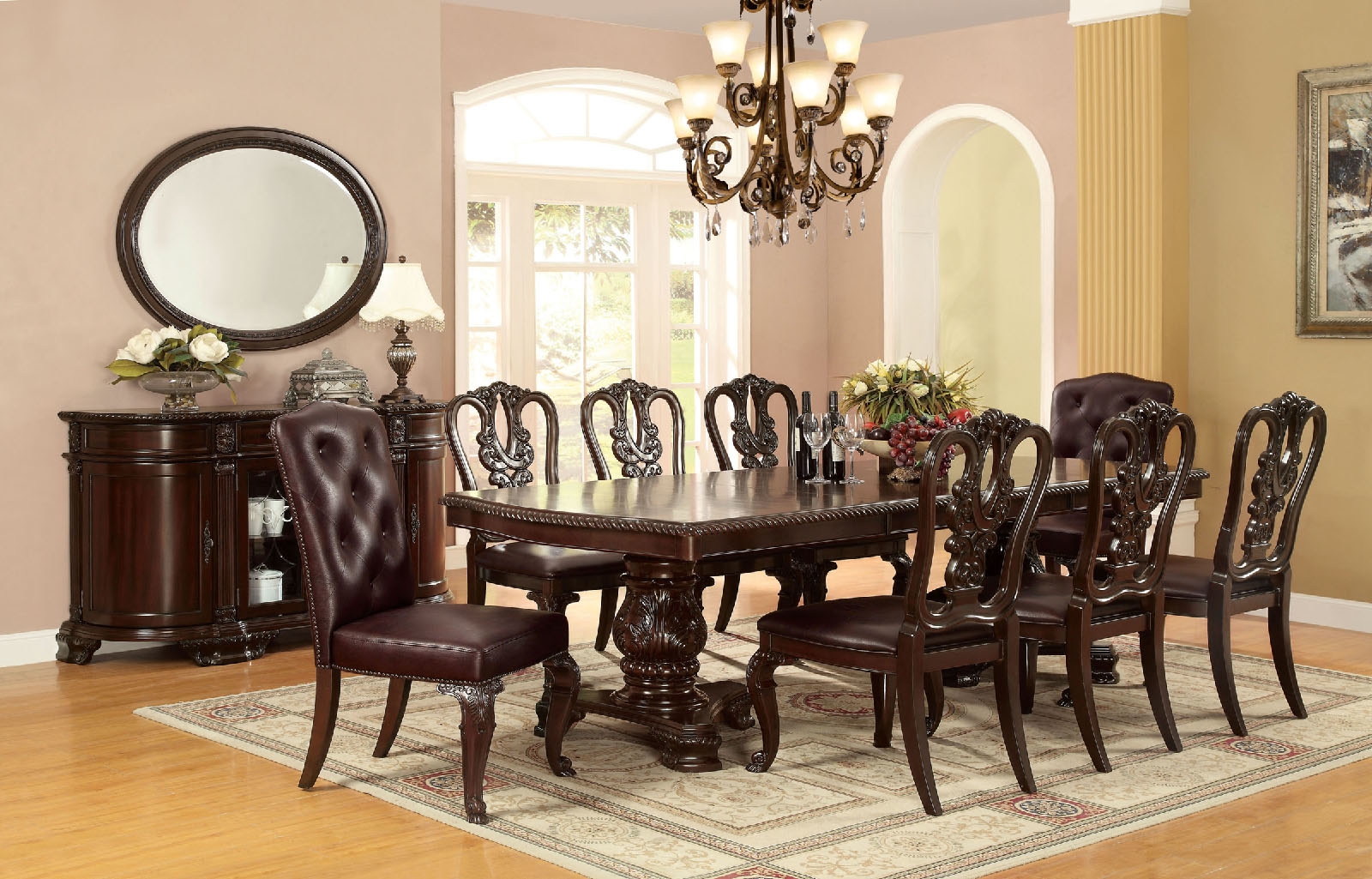 Bellagio Wood Rectangular Extendable Dining Set