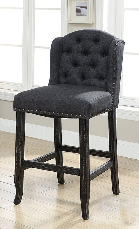 Sania Fabric/Wood Wingback Bar Height Dining Chair, Set of 2