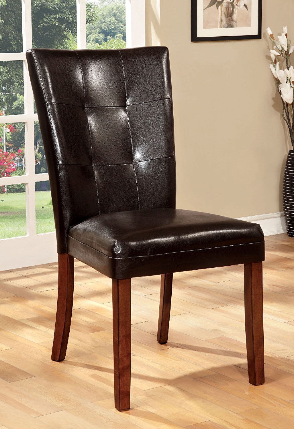 Elmore Leatherette/Wood Dining Side Chair, Set of 2