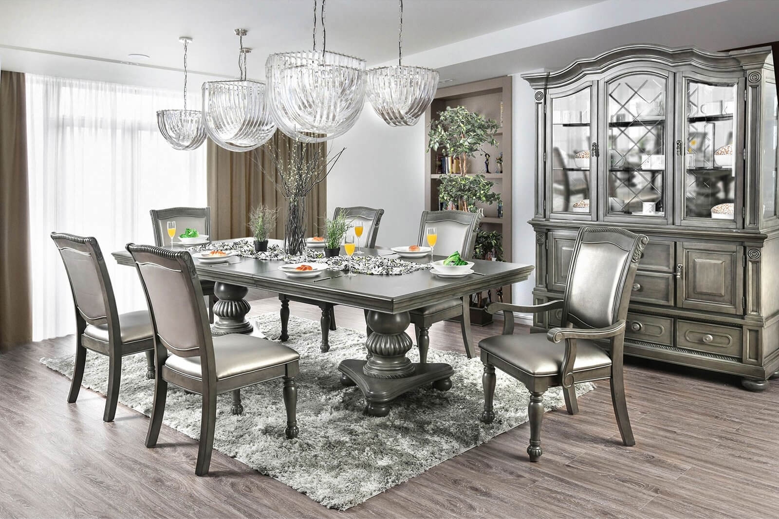 Alpena Wood Rectangular Extendable Dining Set
