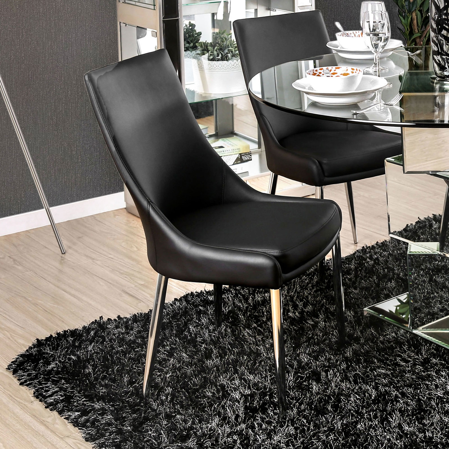 Izzy Leatherette/Metal Dining Side Chair, Set of 2
