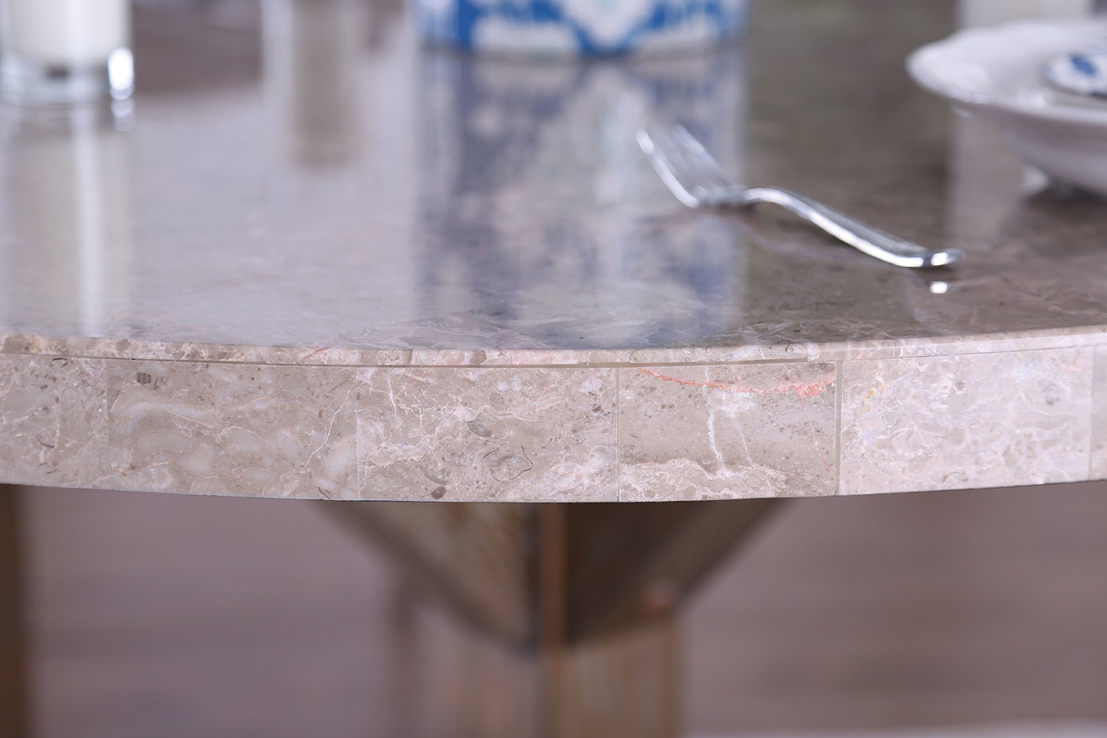 Bridgen Marble/Wood Round Dining Table