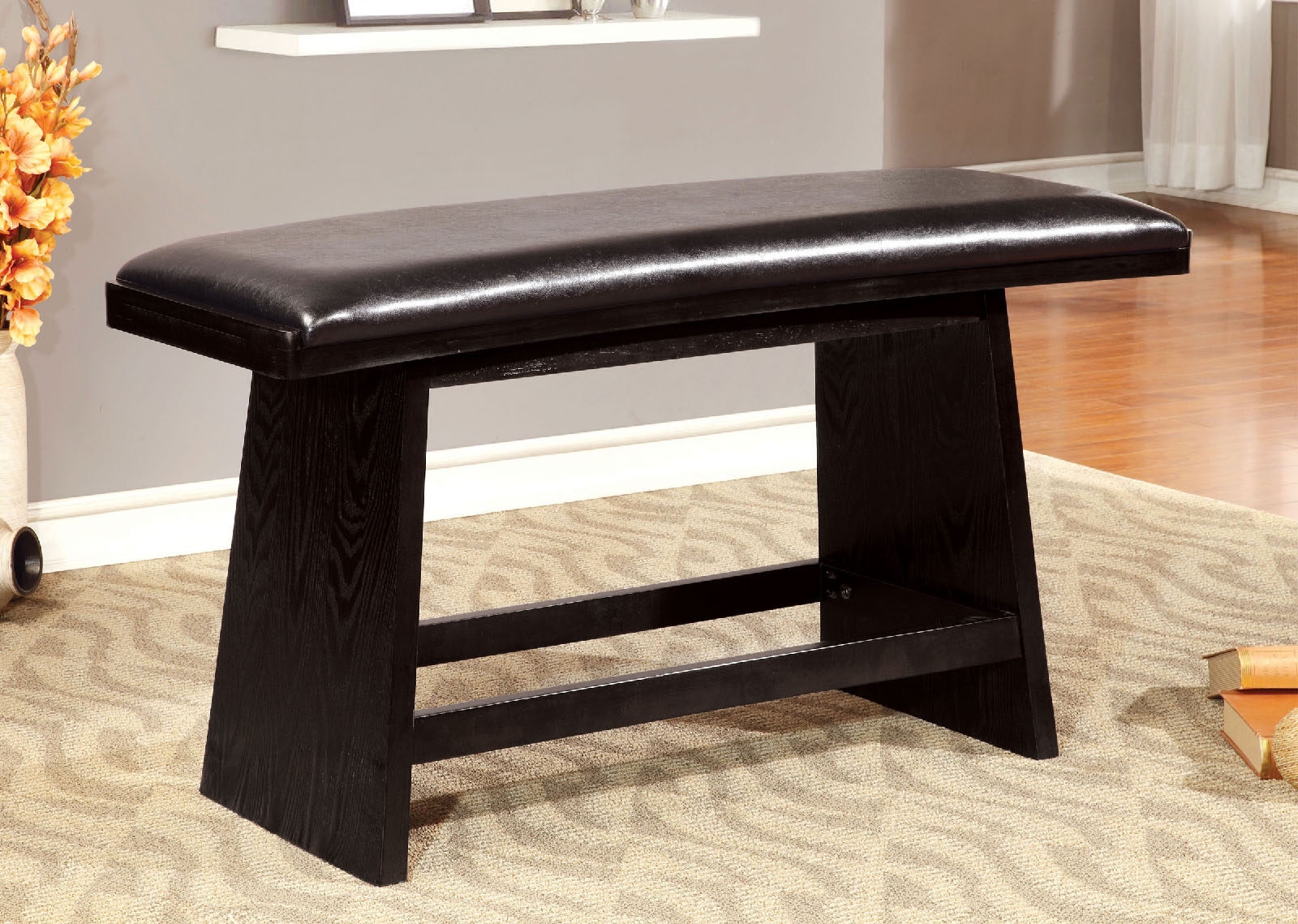 Hurley Leatherette/Wood Counter Bench