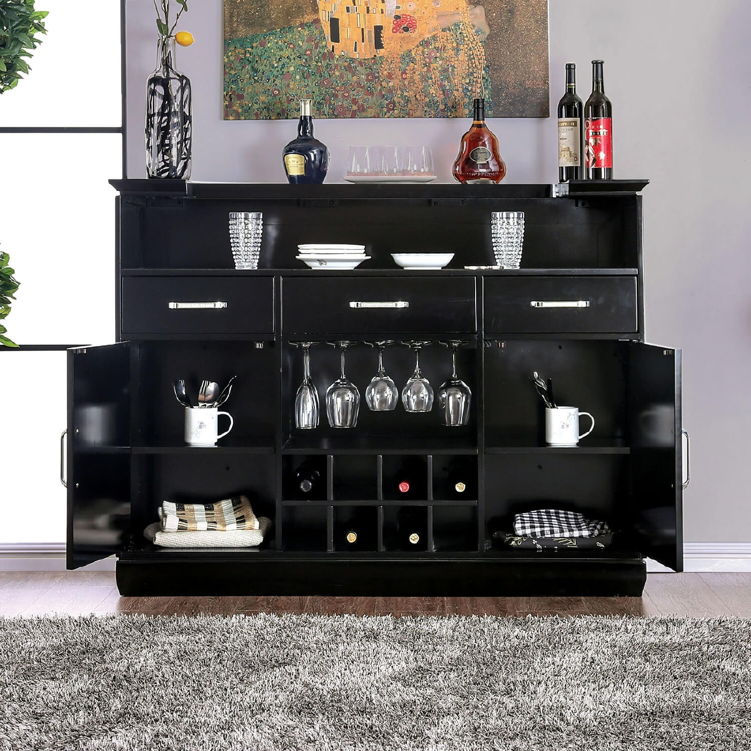 Alena Wine Storage Bar Table w/Light