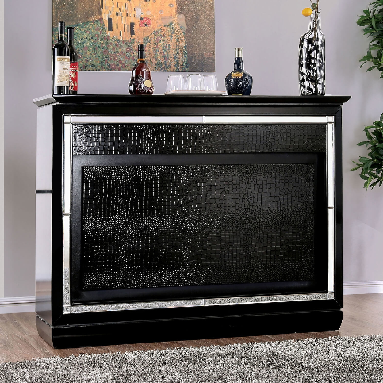 Alena Wine Storage Bar Table w/Light