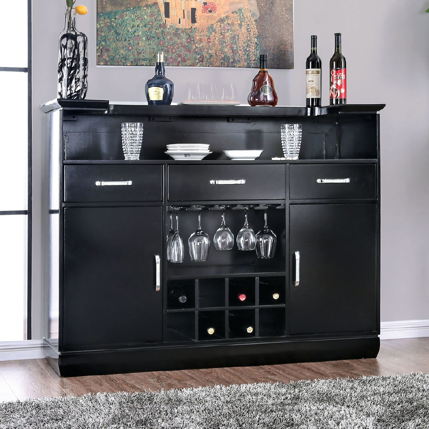 Alena Wine Storage Bar Table w/Light