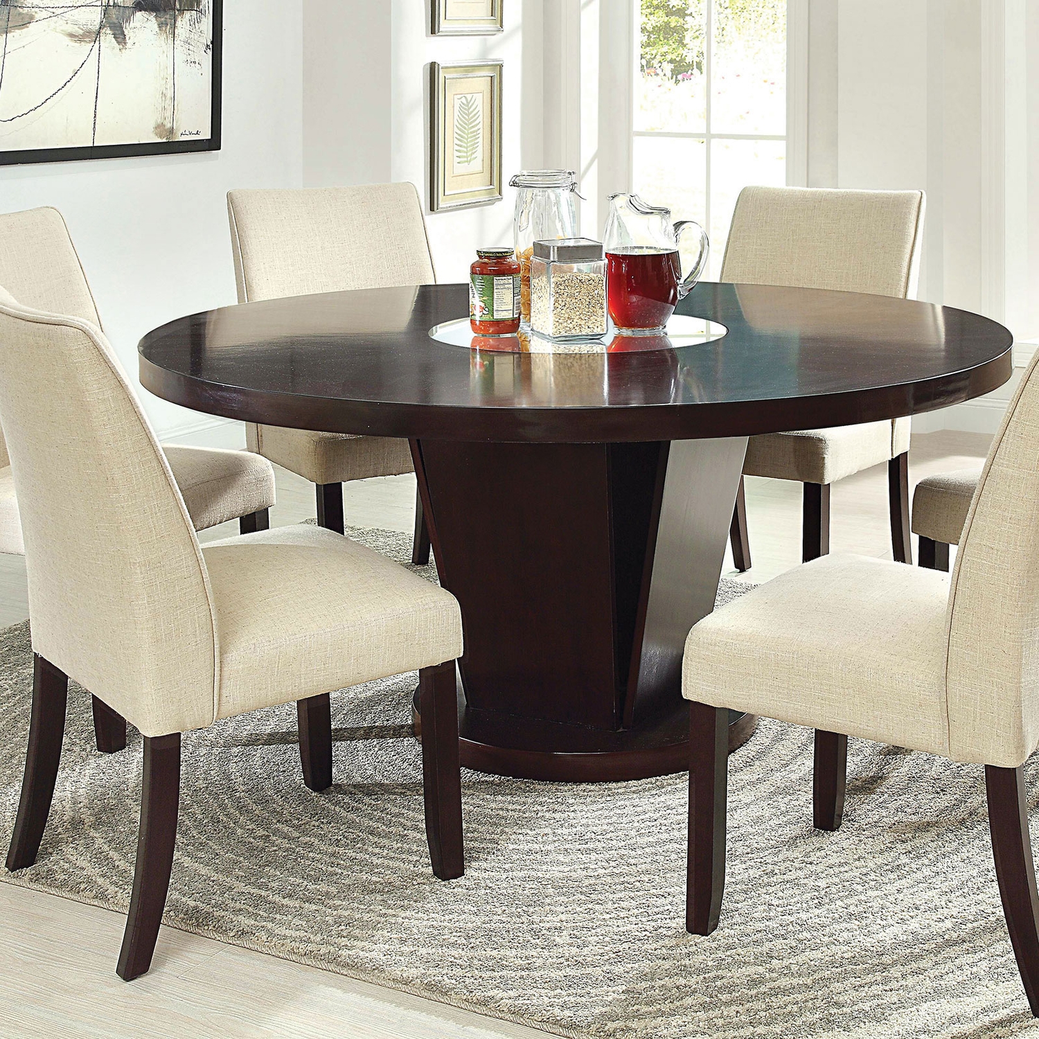 Cimma Mirror/Wood Round Dining Set