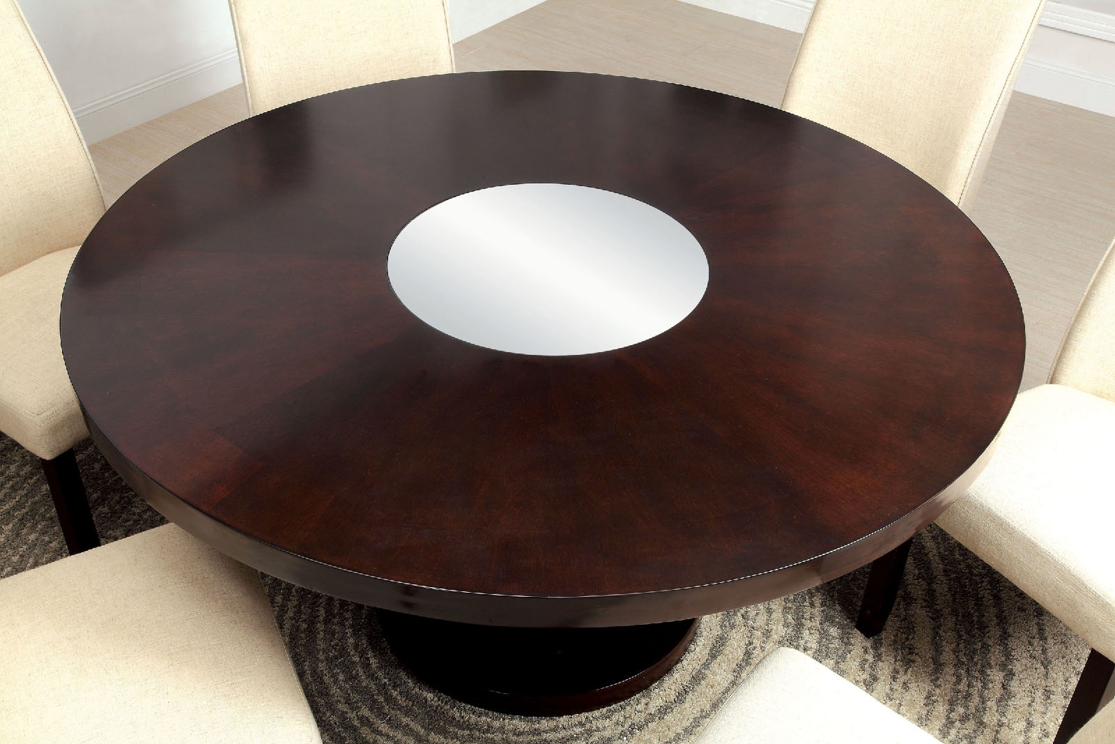 Cimma Mirror/Wood Round Dining Table