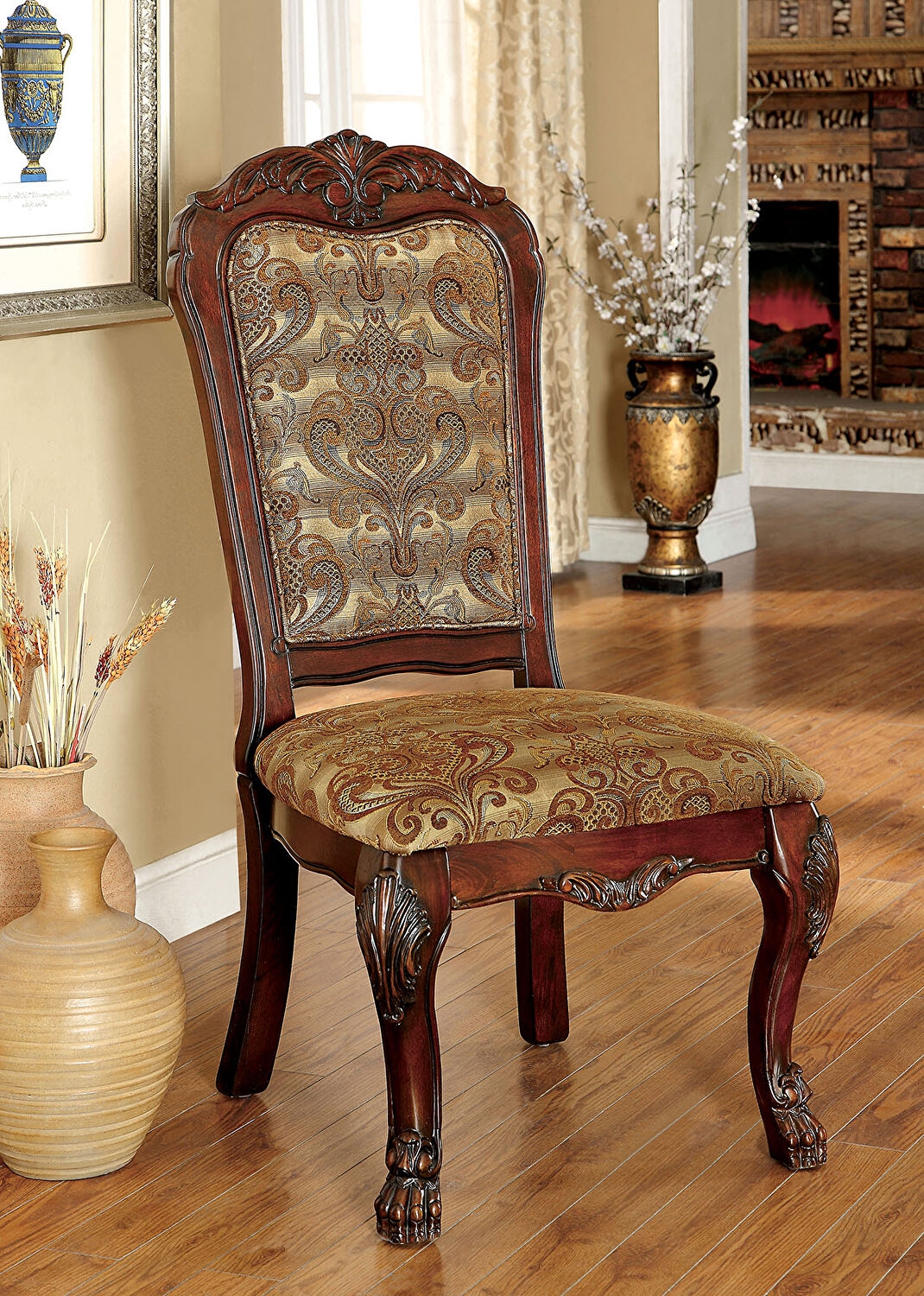 Medieve Fabric/Wood Dining Side Chair, Set of 2