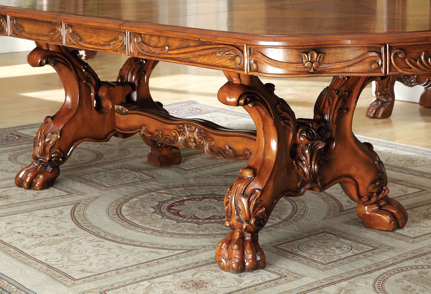 Medieve Wood Oval Extendable Dining Table