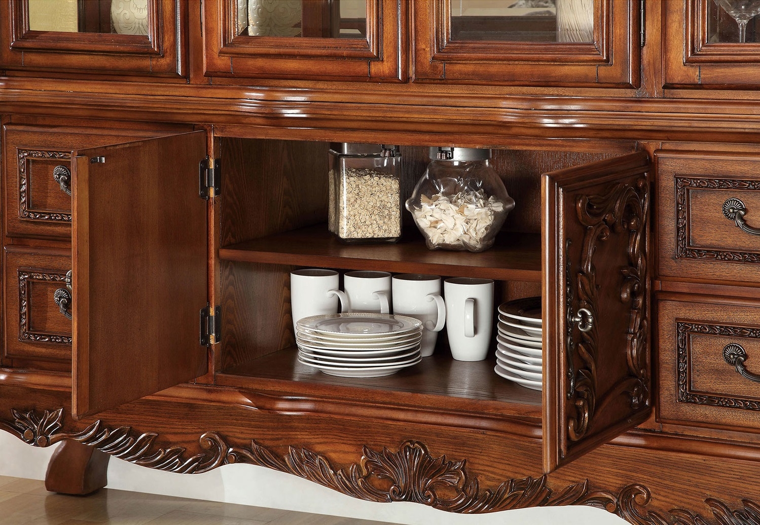 Medieve Glass/Wood China Cabinet 