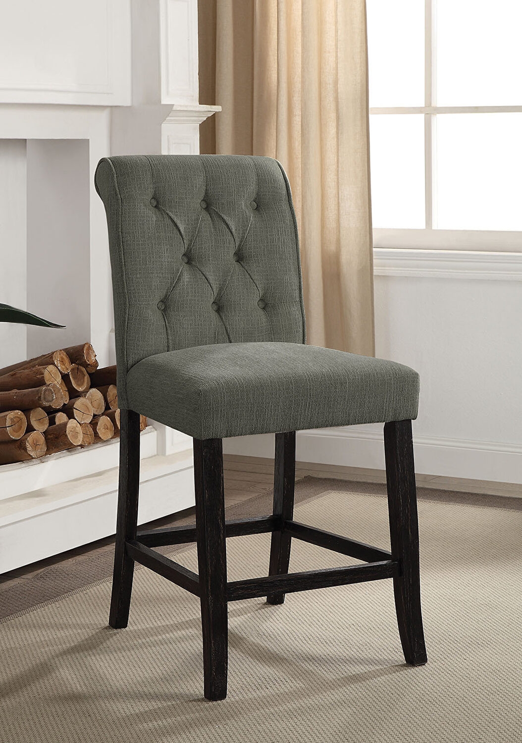 Izzy Fabric/Wood Counter Height Dining Chair, Set of 2