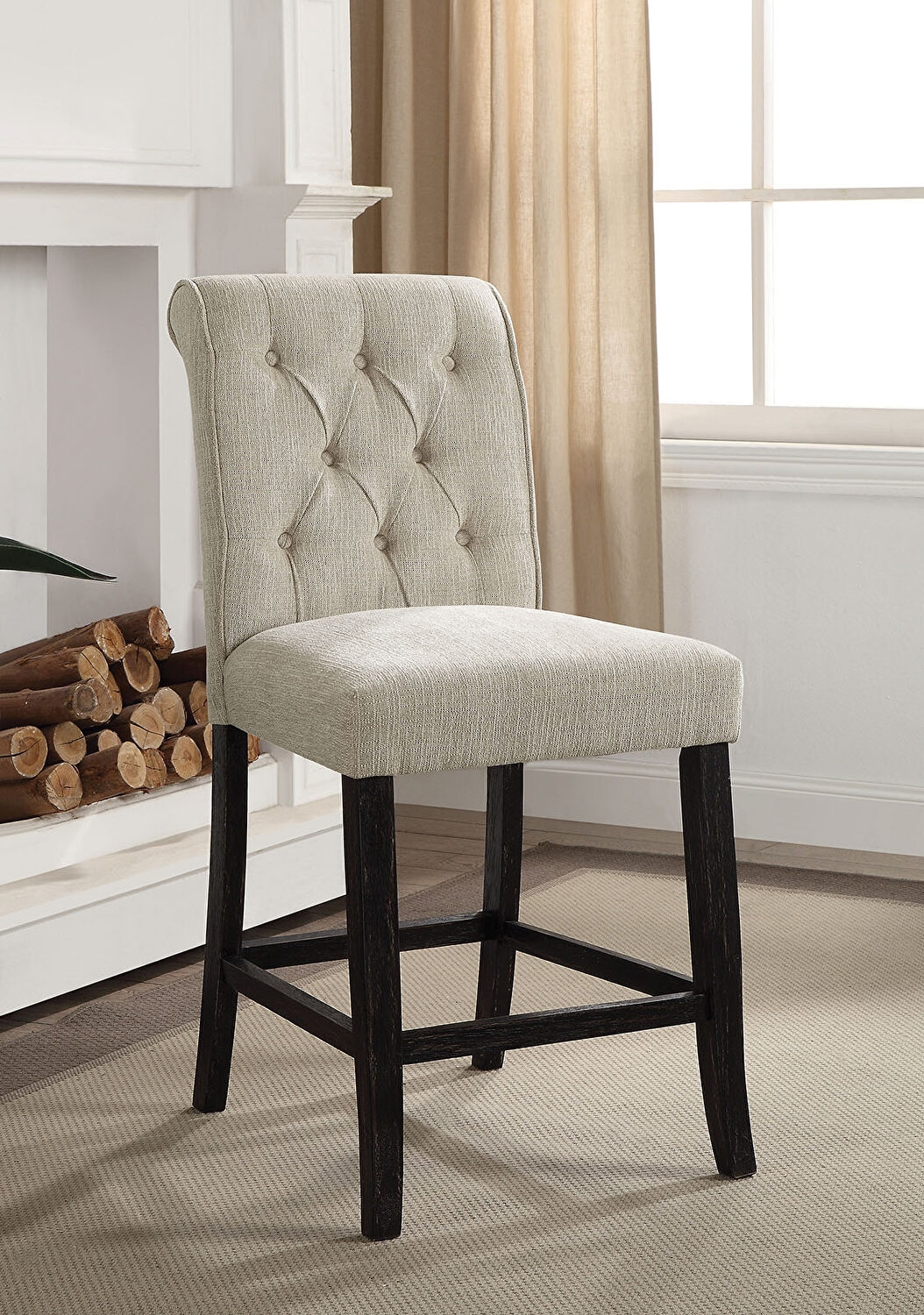 Izzy Fabric/Wood Counter Height Dining Chair, Set of 2