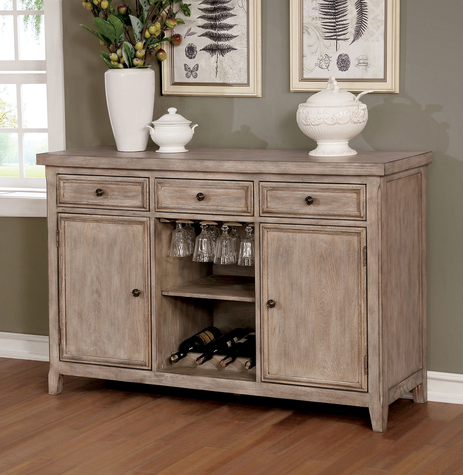 Patience Wood Server w/2 Doors & 3 Drawers