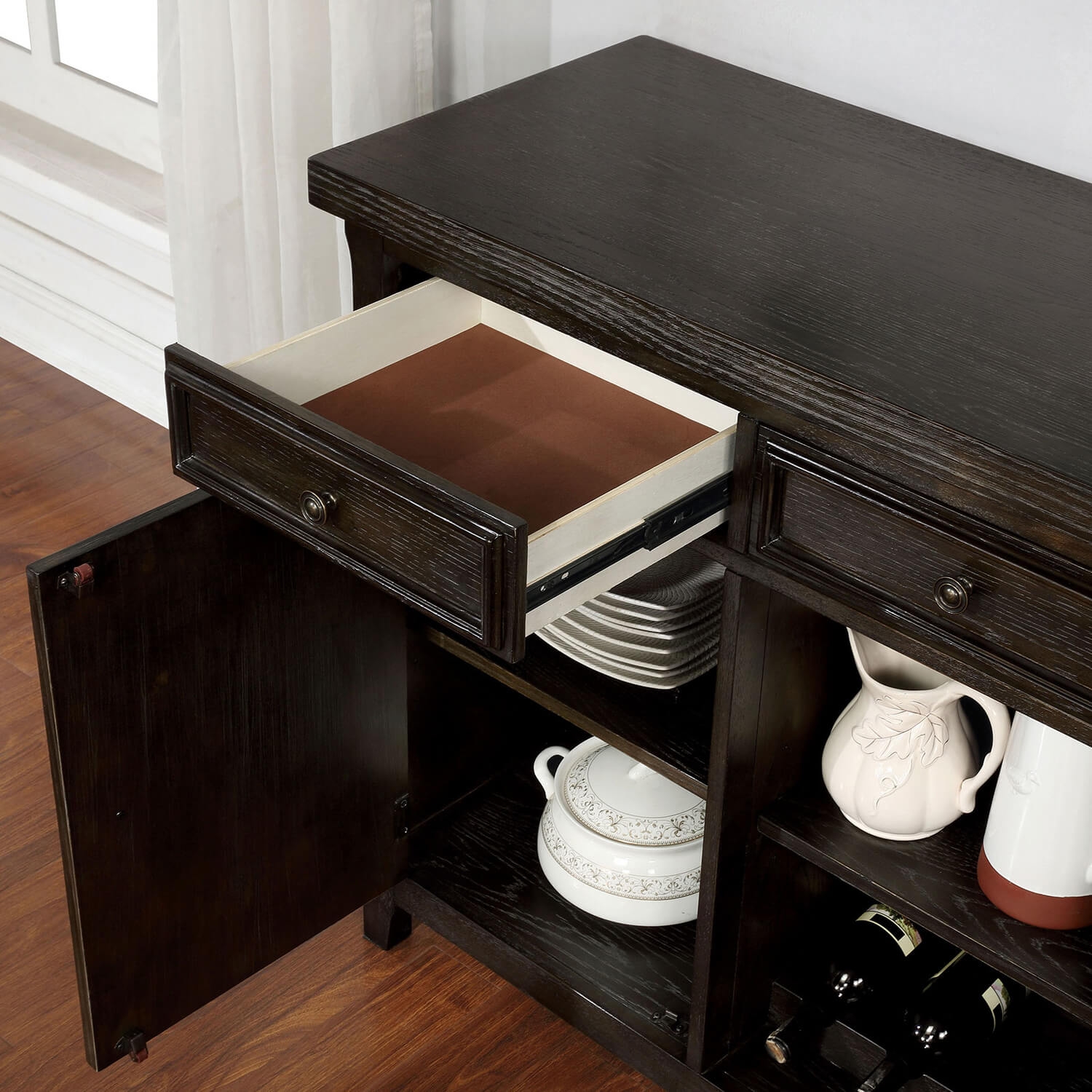 Patience Wood Server w/2 Doors & 3 Drawers