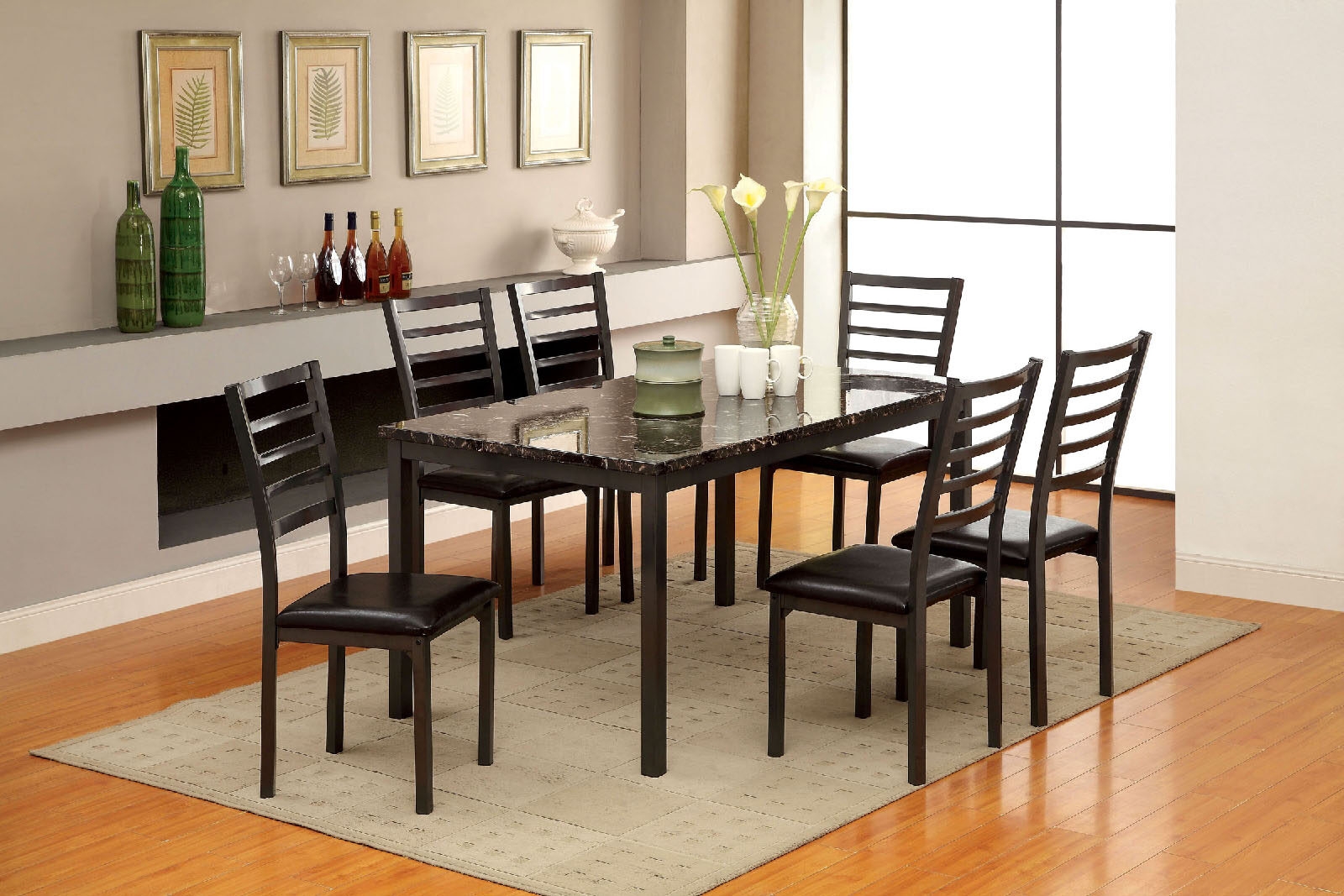 Colman Faux Marble/Wood Dining Set