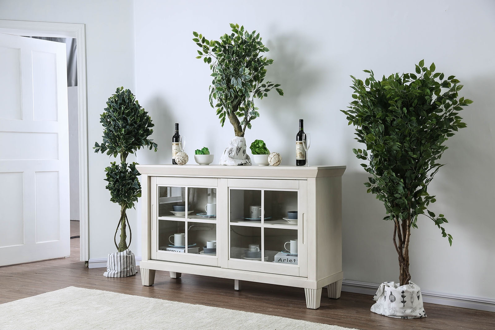 Daniella Wood/Glass Server w/Sliding Door