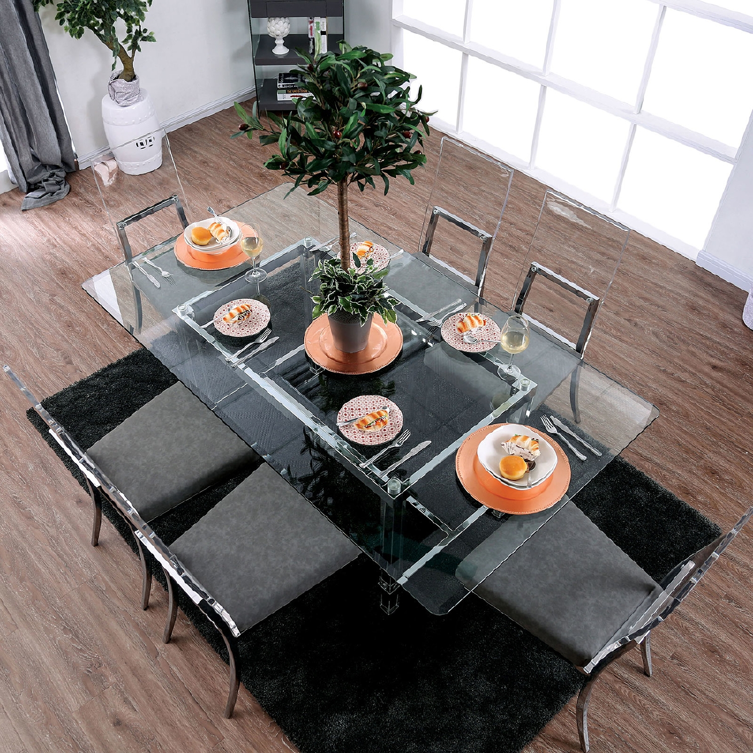 Casper Acrylic/Glass/Metal Dining Table