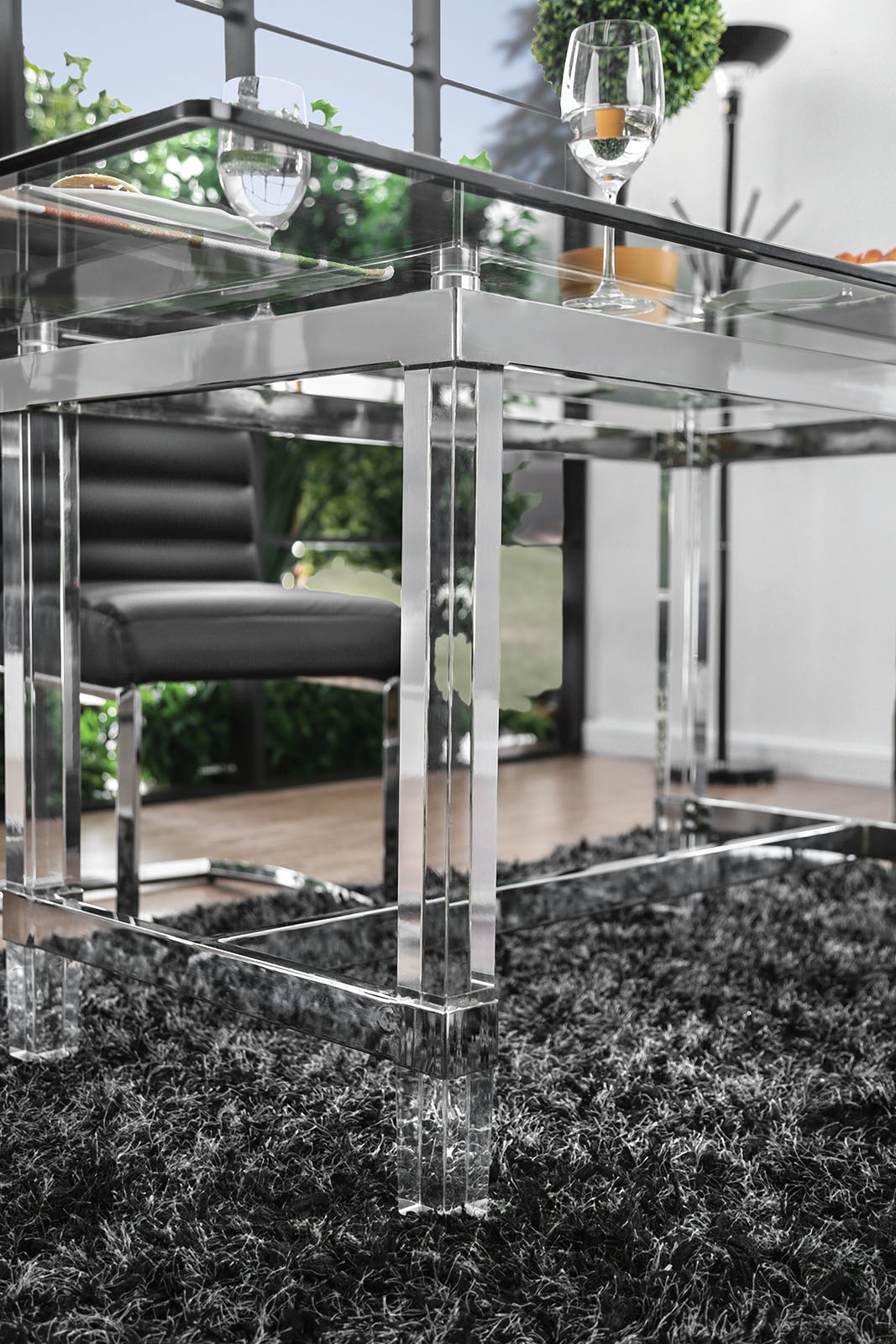 Casper Acrylic/Glass/Metal Dining Table