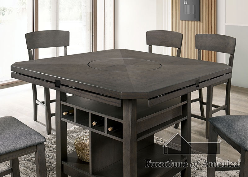 Stacie Wood Round Counter Height Dining Table w/Wine Rack