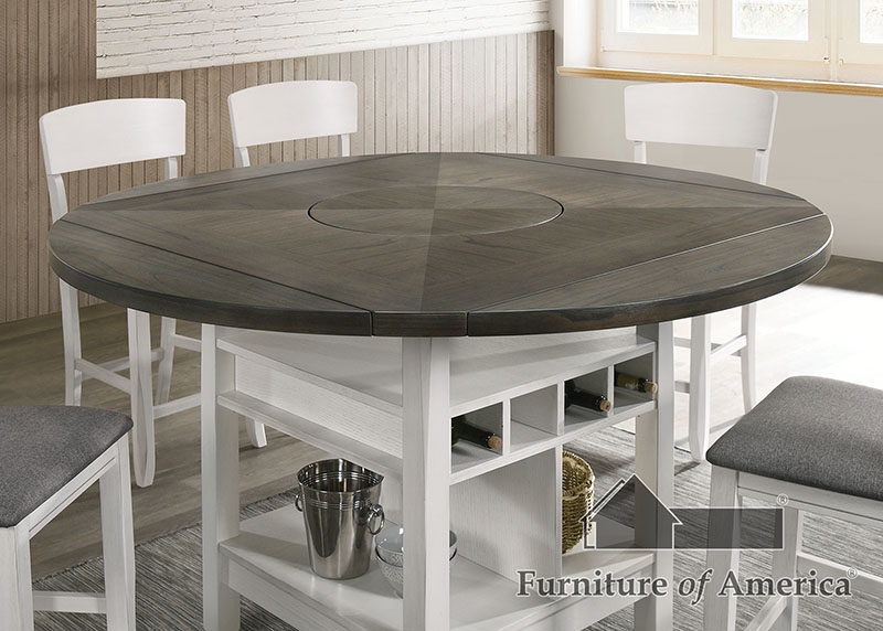 Stacie Wood Round Counter Height Dining Set w/Wine Rack