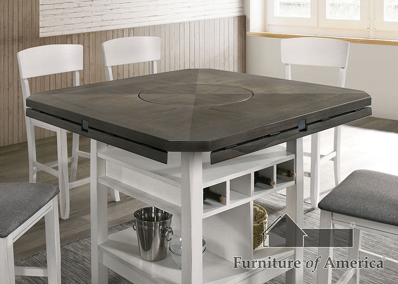 Stacie Wood Round Counter Height Dining Set w/Wine Rack