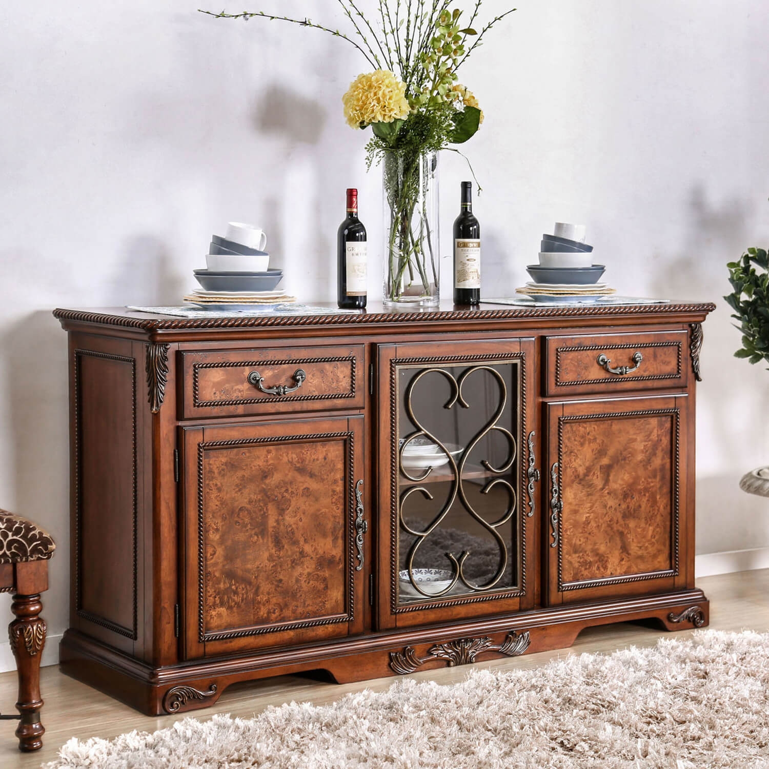 Lucie Wood Extendable Dining Set Buffet