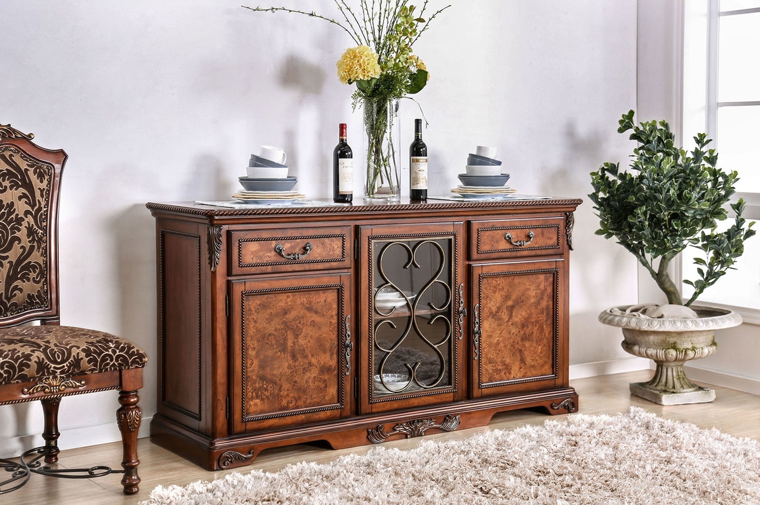 Lucie Wood Buffet w/3 Doors & 2 Drawers