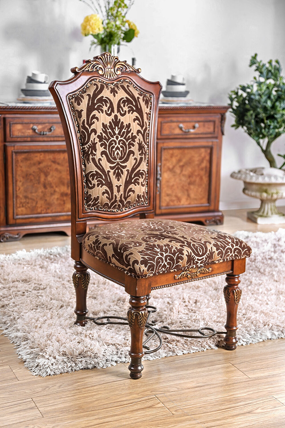 Lucie Fabric/Wood Dining Side Chair, Set of 2