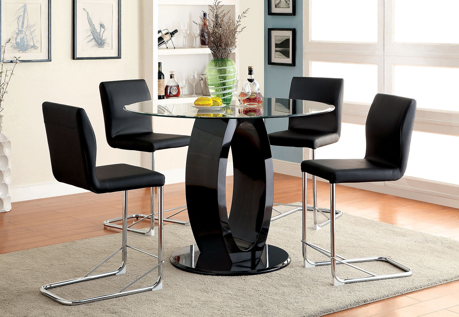 Lodia II Glass Counter Height Set