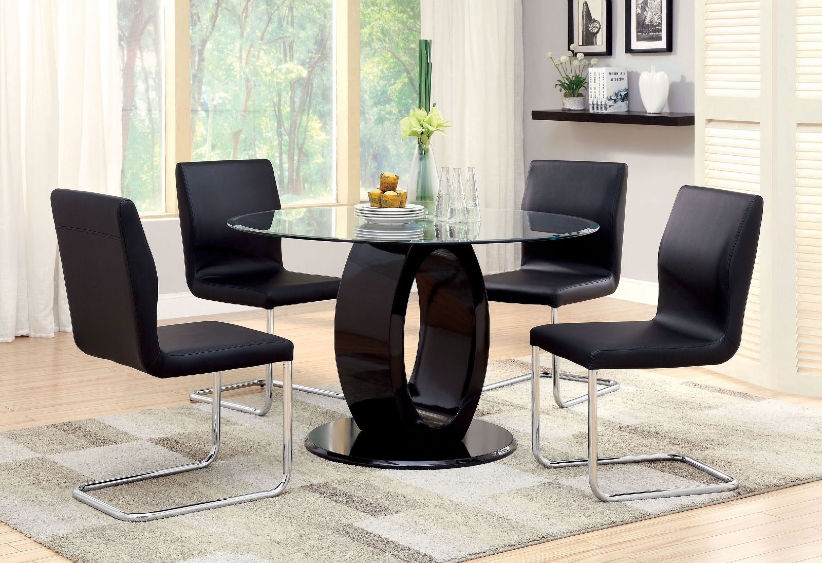 Lodia I Glass Round Dining Set