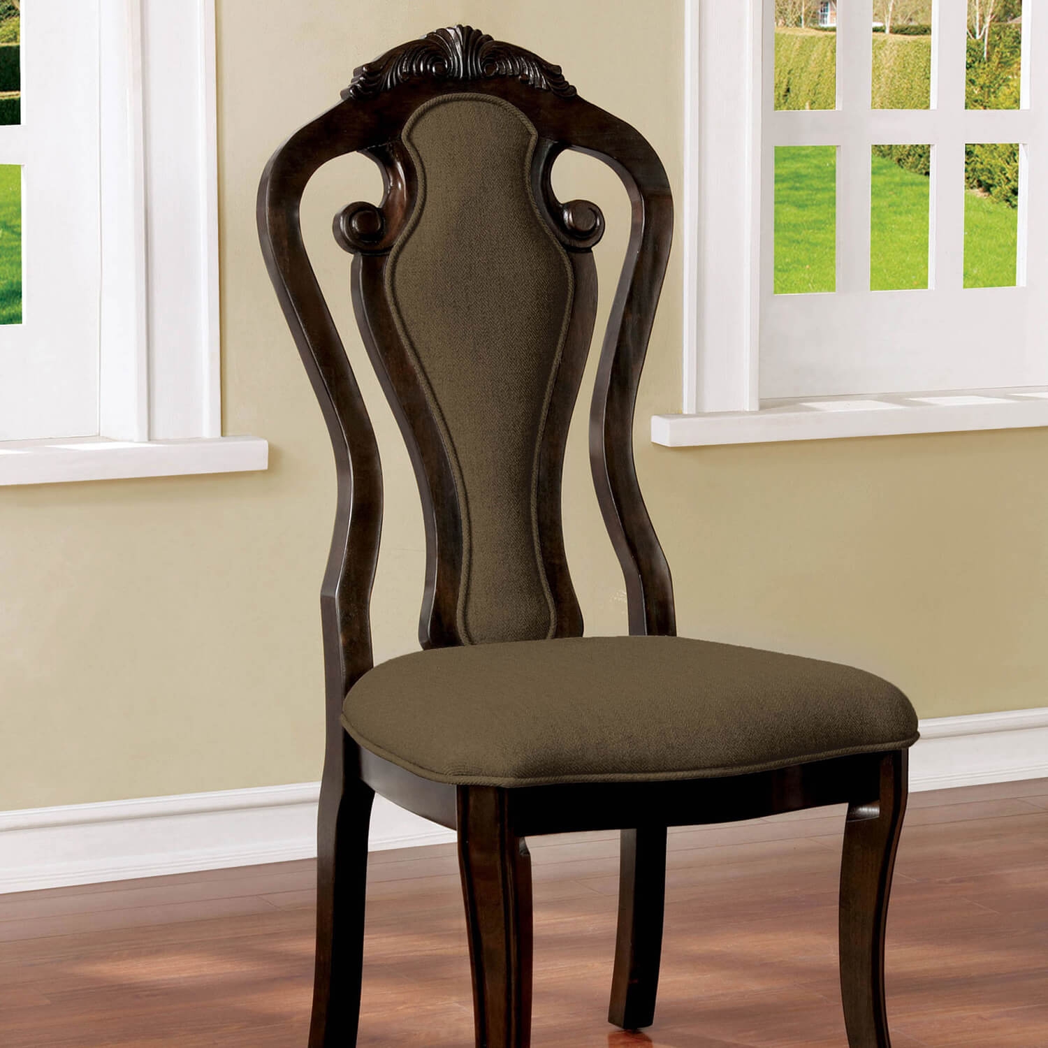 Rosalina Fabric/Wood Dining Side Chair, Set of 2