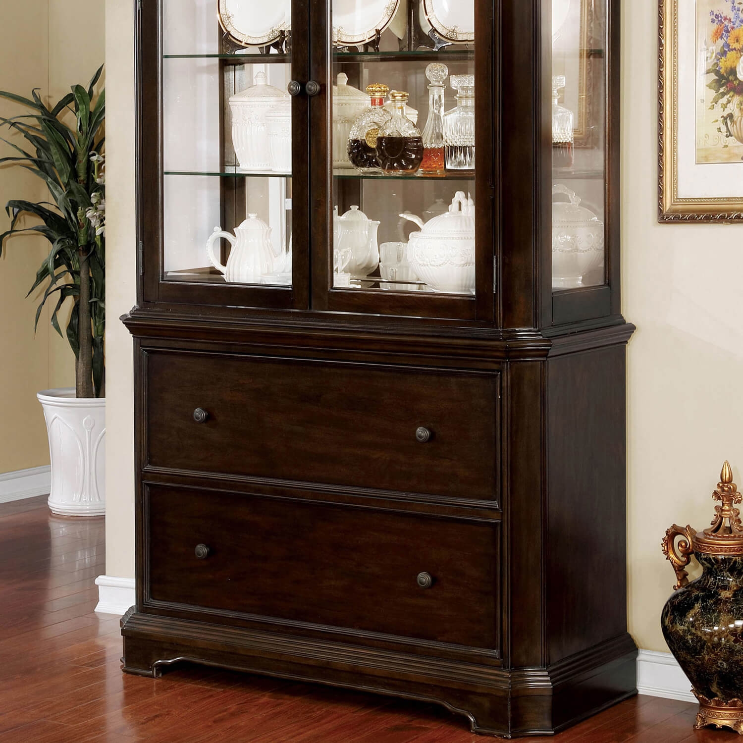 Rosalina Wood Buffet w/Hutch w/Light