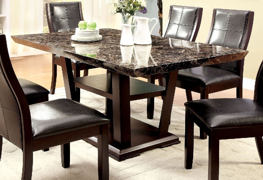 Clayton Faux Marble/Wood/Leatherette Rectangular Dining Set