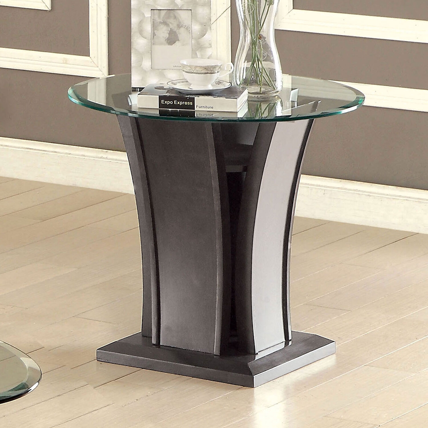 Manhattan Glass/Wood Round End Table
