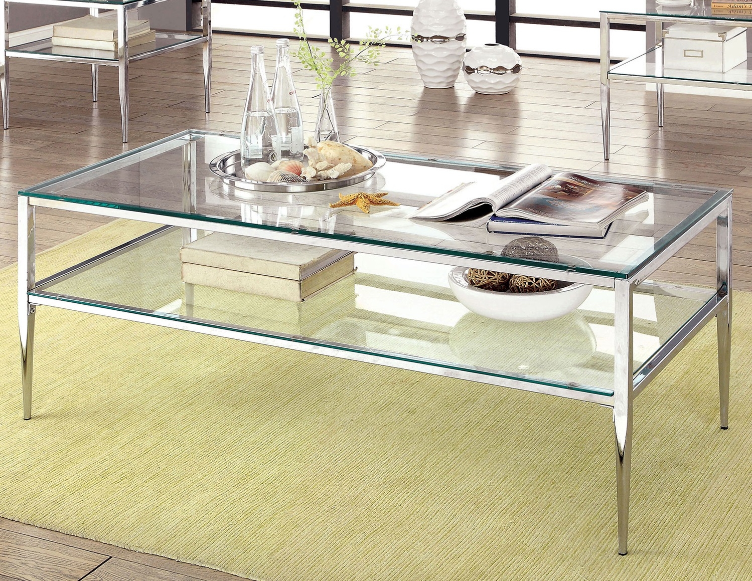 Tanika Glass/Metal Storage Coffee Table Set