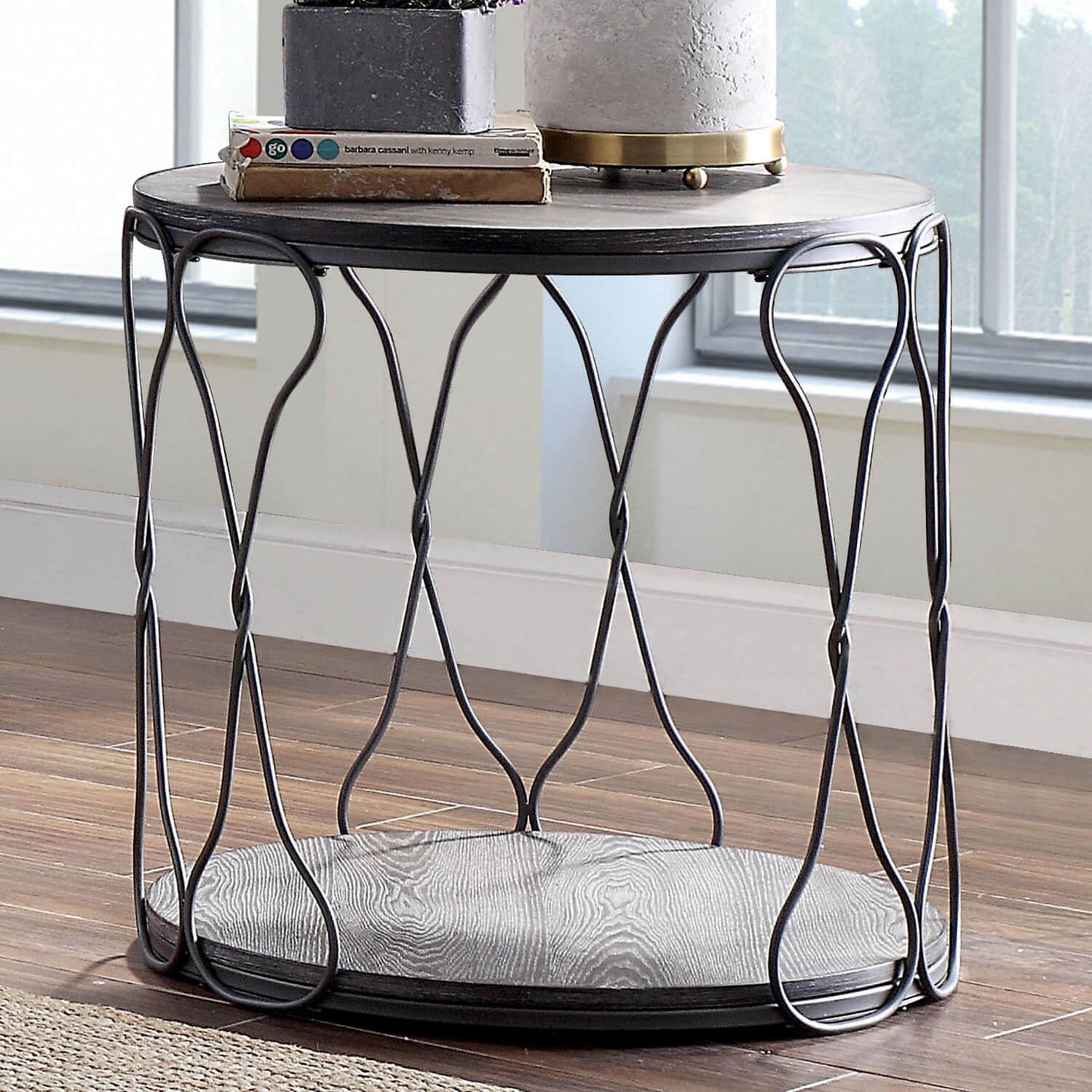 Hawdon Wood/Metal Storage End Table