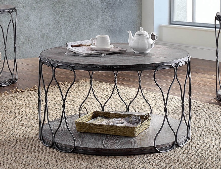 Hawdon Wood/Metal Storage Coffee Table Set