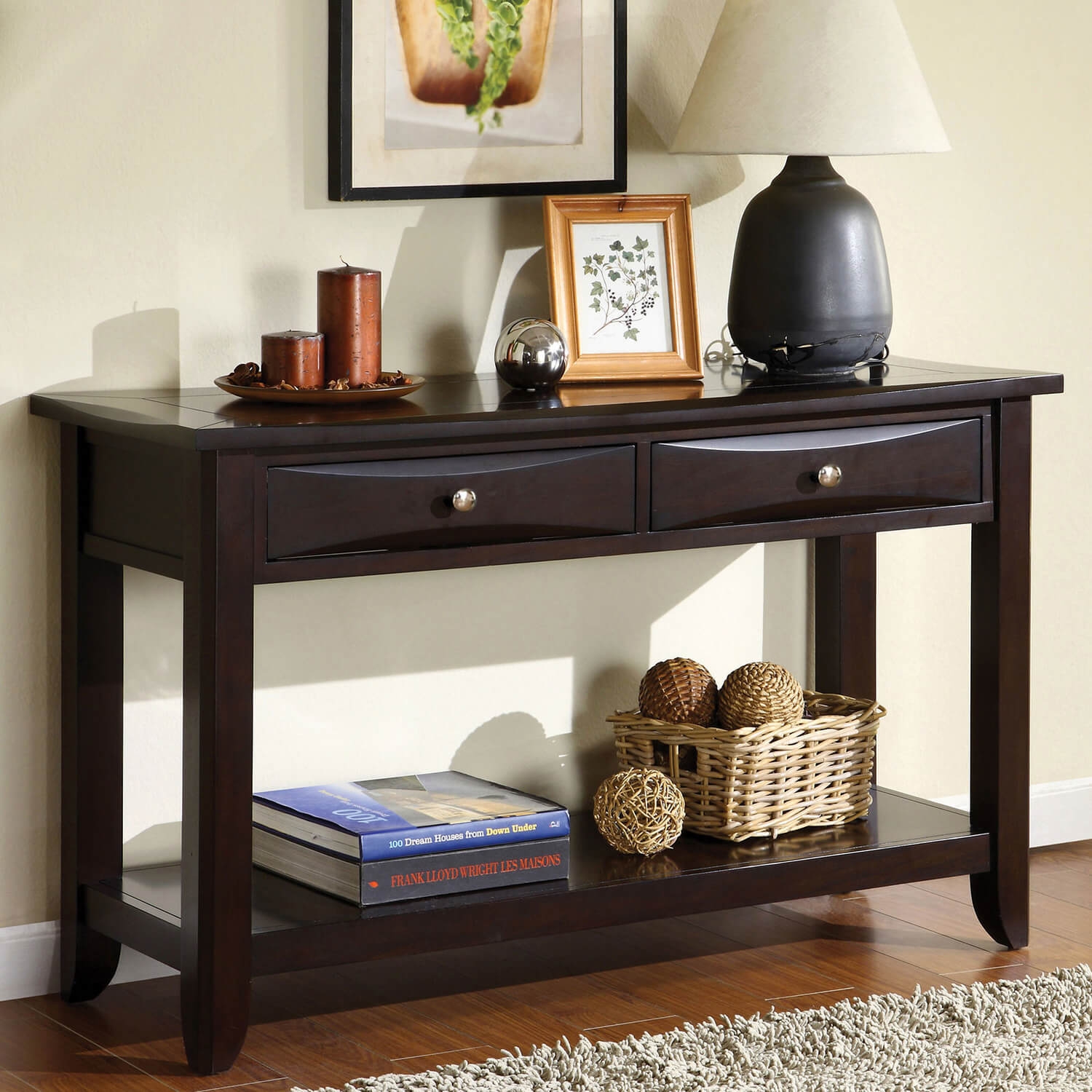 Baldwin Wood Storage Sofa Table w/2 Drawers